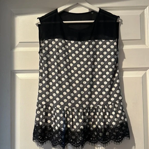 Ann Taylor Polka Dot Peplum Blouse - Picture 1 of 8
